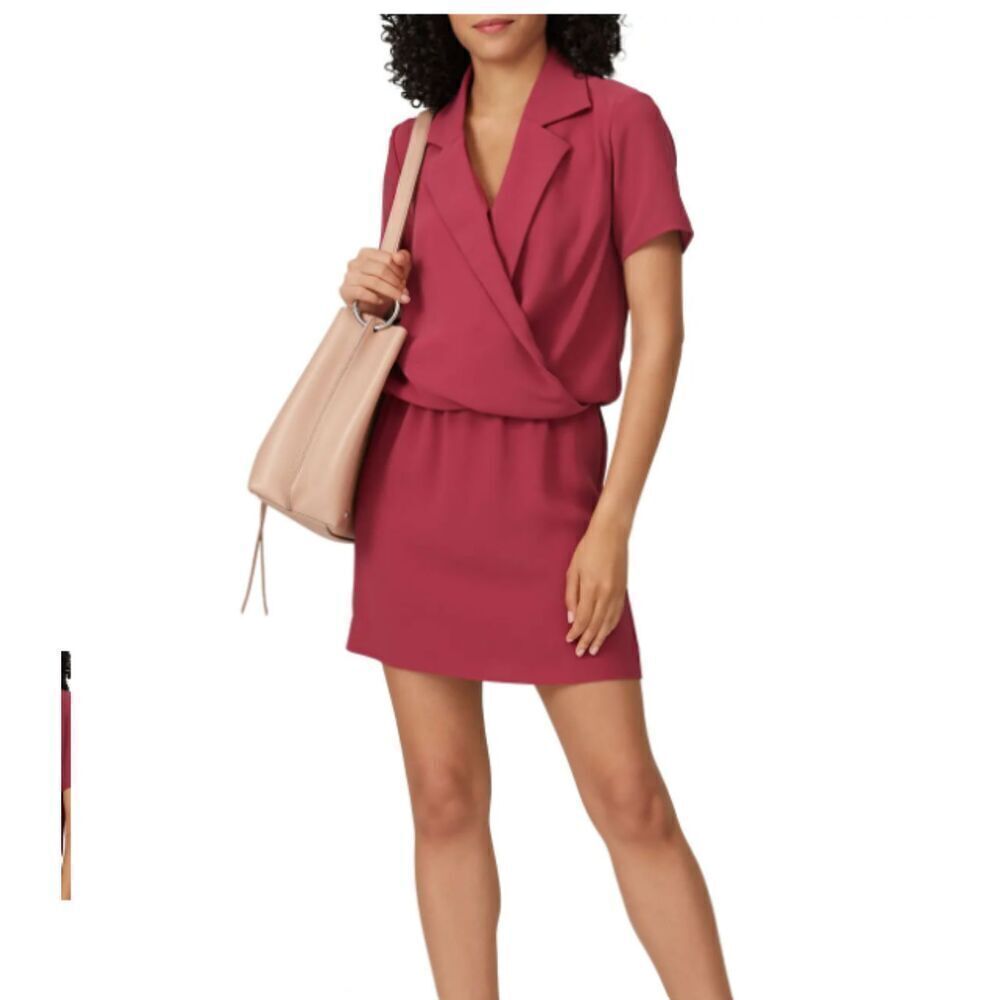 Amanda Uprichard Leonard Dress Blouson Collared Elastic Waist Wine Color Size 2X